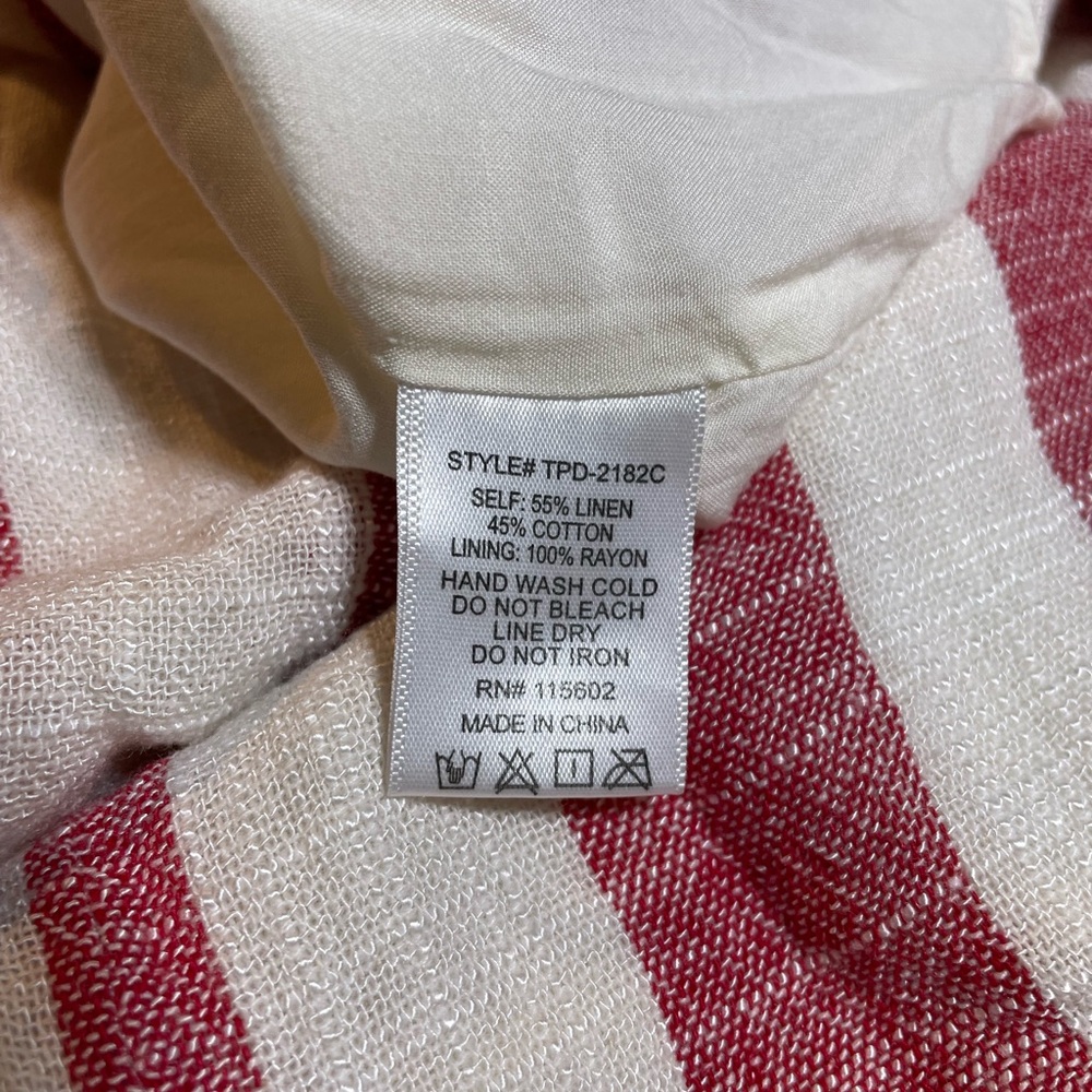 #0152 Skylar+Madison Red &White Linen Cotten Blend Spaghetti Strap Top-M - Picture 4 of 7